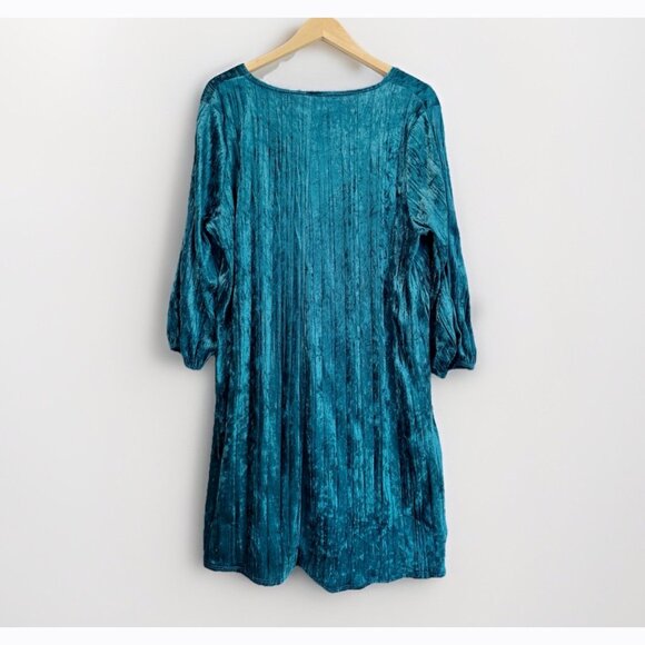 Vintage MOA USA Women’s 3XL Crushed Velvet Tunic Dress Jewel Tone Blue Holiday - Picture 4 of 10